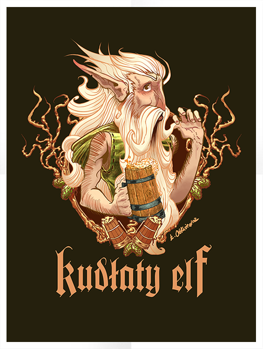 Główny motyw pierwszego piwa Kudłaty Elf, który pojawi się na koszulce.